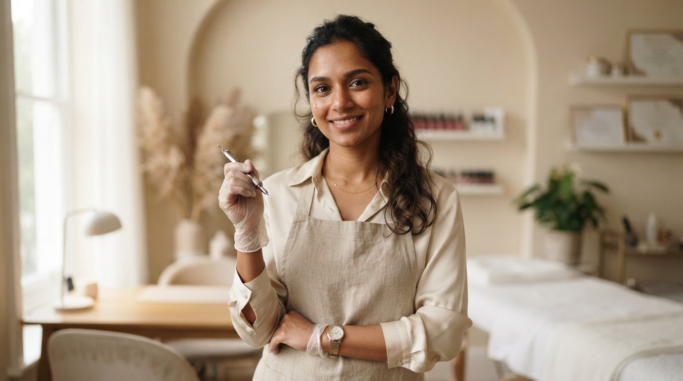 The permanent makeup artist at work — Brow Naturals, Kilpauk, Chennai